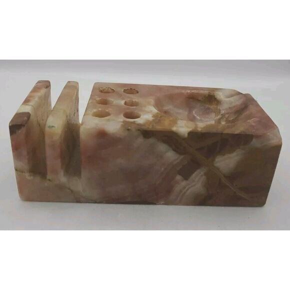 Onyx‎ Stone Ashtray Pen Cigarette Letter Holder Desk Piece - Picture 3 of 7